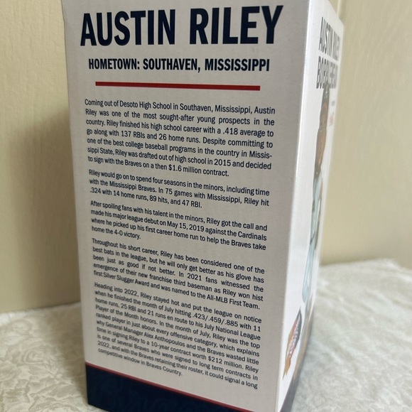 NWT 2023 Hometown Series Austin Riley Atlanta Braves Mississippi Bobblehead - Picture 4 of 8